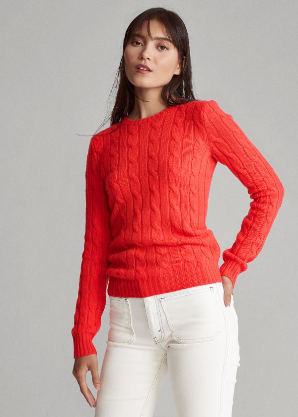 Sueter Polo Ralph Lauren Mujer Rojos Claro - Cable-Knit Cashmere - PCIDV5162